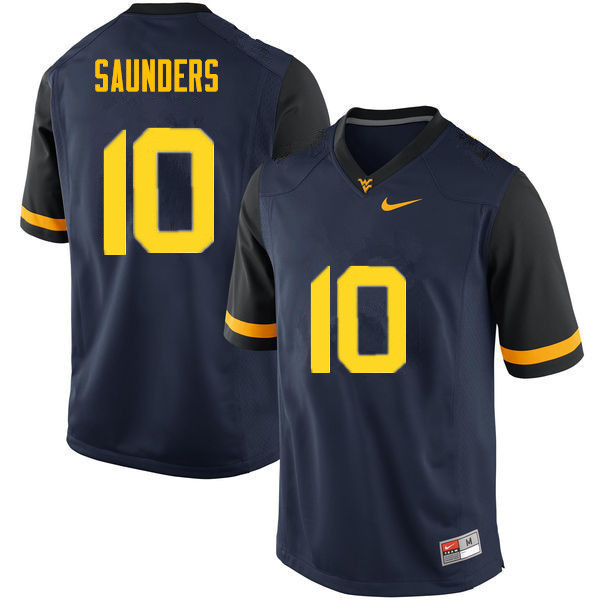 NCAA Men's Cody Saunders West Virginia Mountaineers Navy #10 Nike Stitched Football College Authentic Jersey FY23K81UT